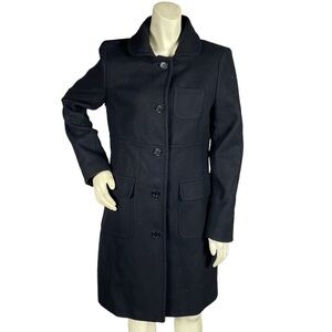 Club Monaco Black Wool Blend Peacoat Single Breasted Button Front Flap Pockets M
